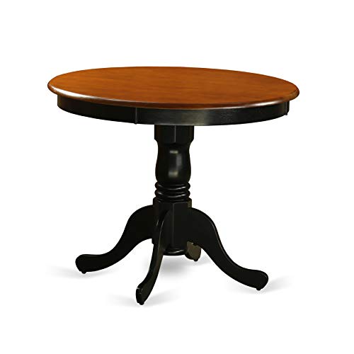 East West Furniture ANT-BLK-TP Beautiful Dining Room Table & Avon Dining Chairs Wooden Seat and Black Hardwood Frame Dining Room Chair Set of 2
