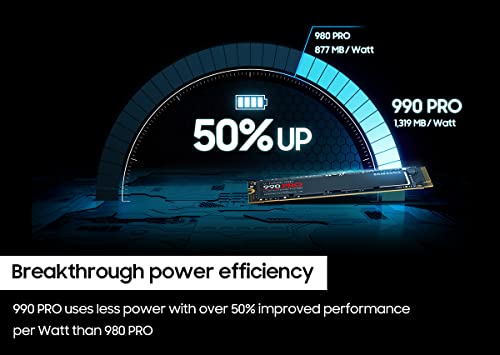 Samsung 990 PRO SSD NVMe M.2 PCIe Gen4, M.2 2280 Internal Solid State Hard Drive, Seq. Read Speeds Up to 7,450 MB/s for High End Computing, Gaming, and Heavy Duty Workstations, MZ-V9P2T0B/AM