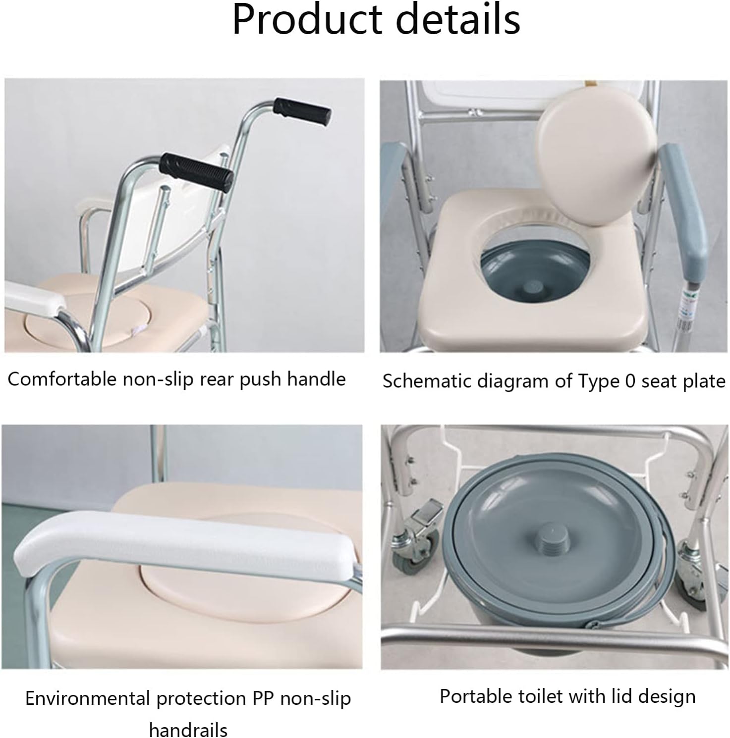 KOHARA 3-in-1 Commode Chair with Arms, Toilet Wheelchair Toilet Wheelchair for Elderly and, Bathroom Shower Chair with Wheels and Built in Toilet Toilet Chair