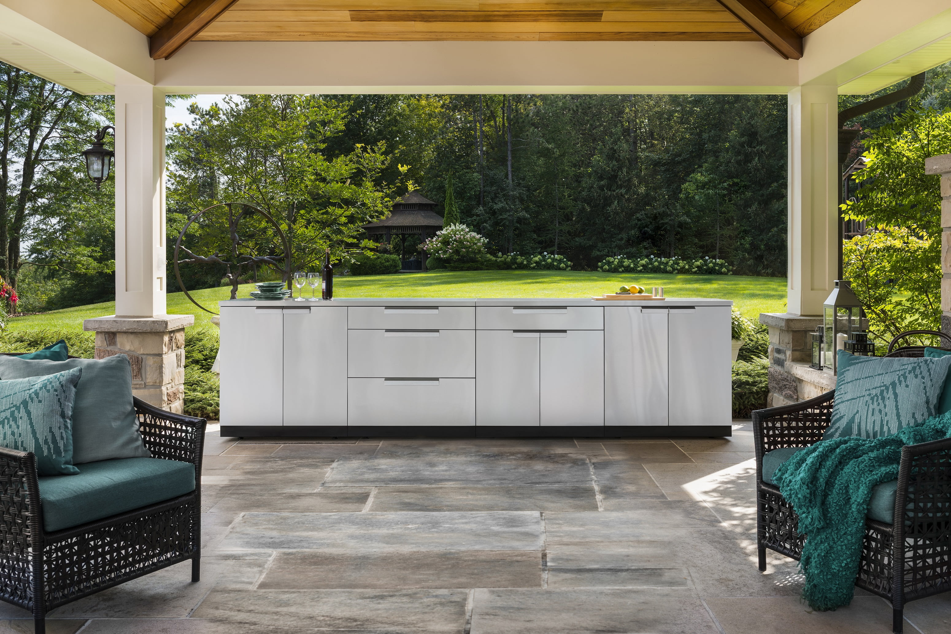 Outdoor Kitchen 3 Piece Cabinet Set in Stainless Steel with Countertops