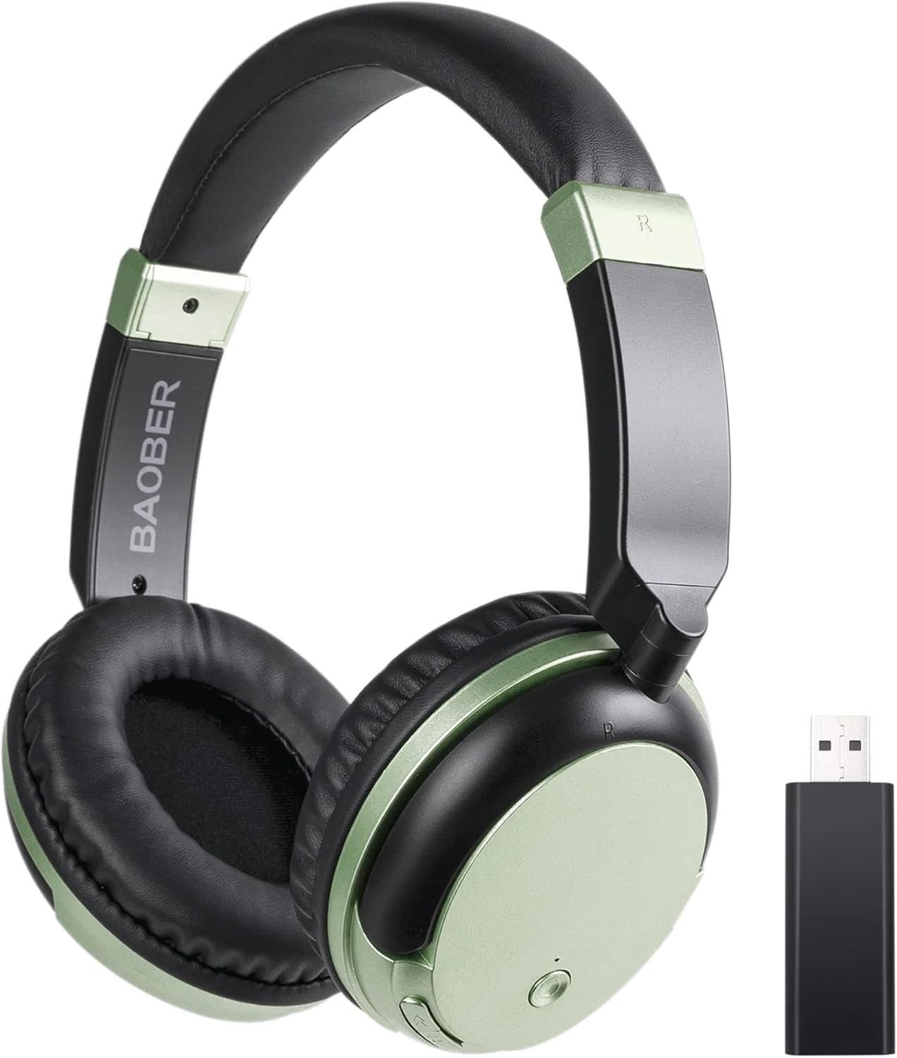 BAOBER Over-Ear Wireless Bluetooth Headphone, Wired and Wireless Headset, Bluetooth Transmitter for TV,PC,3.5mm Audio Device, (Green) Pack of 2