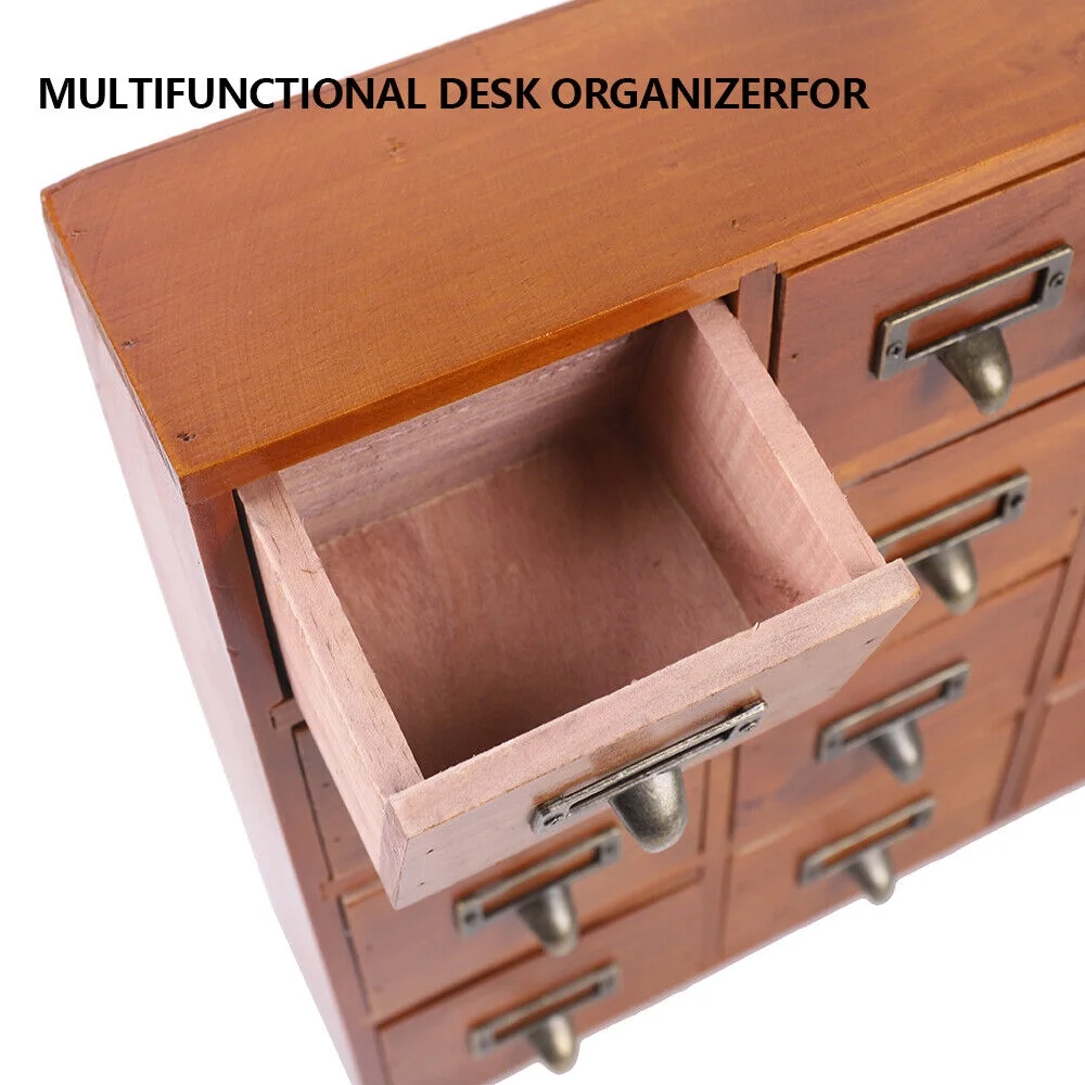 Miumaeov Cabinet 16 Drawers Vintage Wood Apothecary Cabinet Label Holder Card Catalog