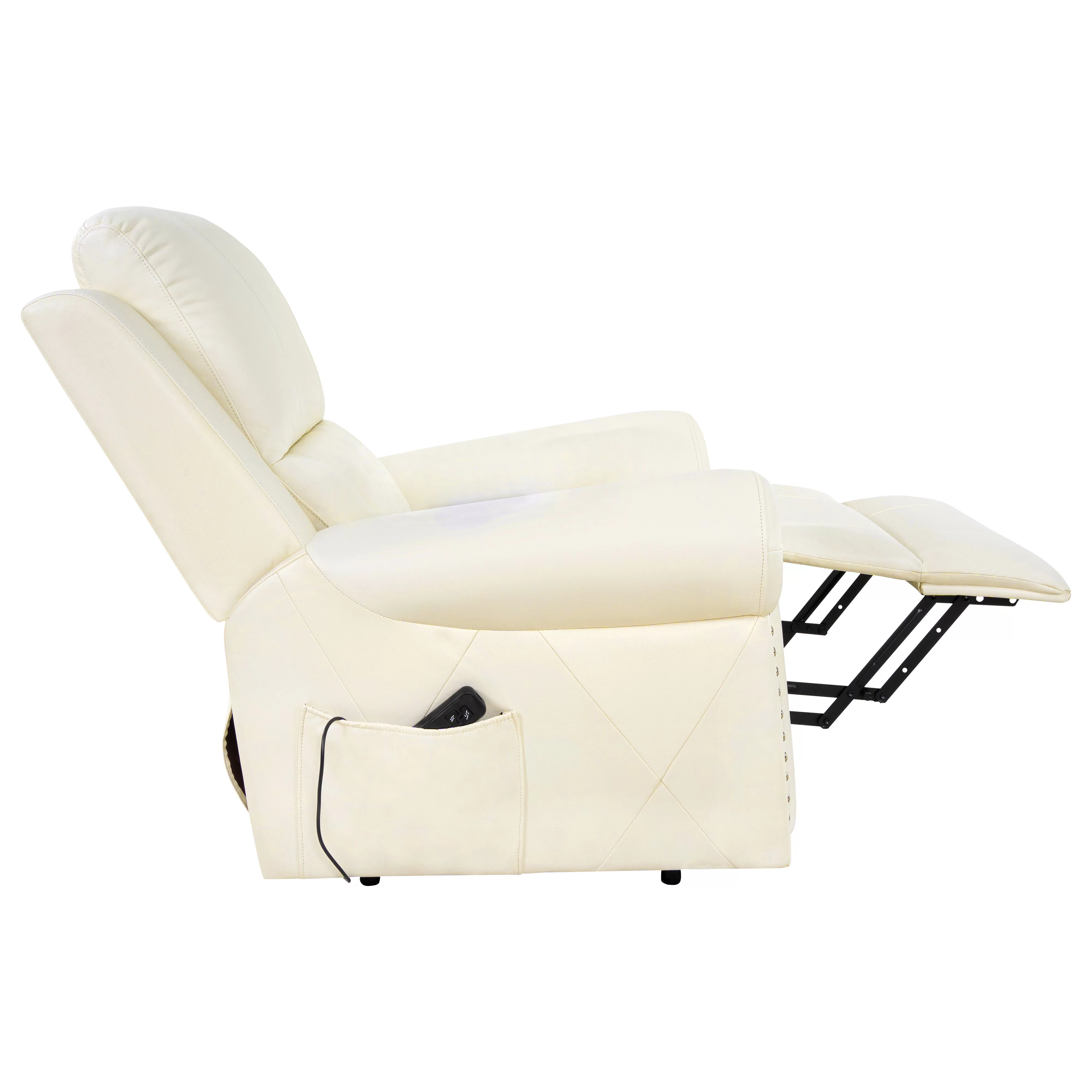 Tatiana Oversized Air Leather Power Lift Recliner Chair with Footrest. Reclining Chair with Remote Control, Premium Studded
