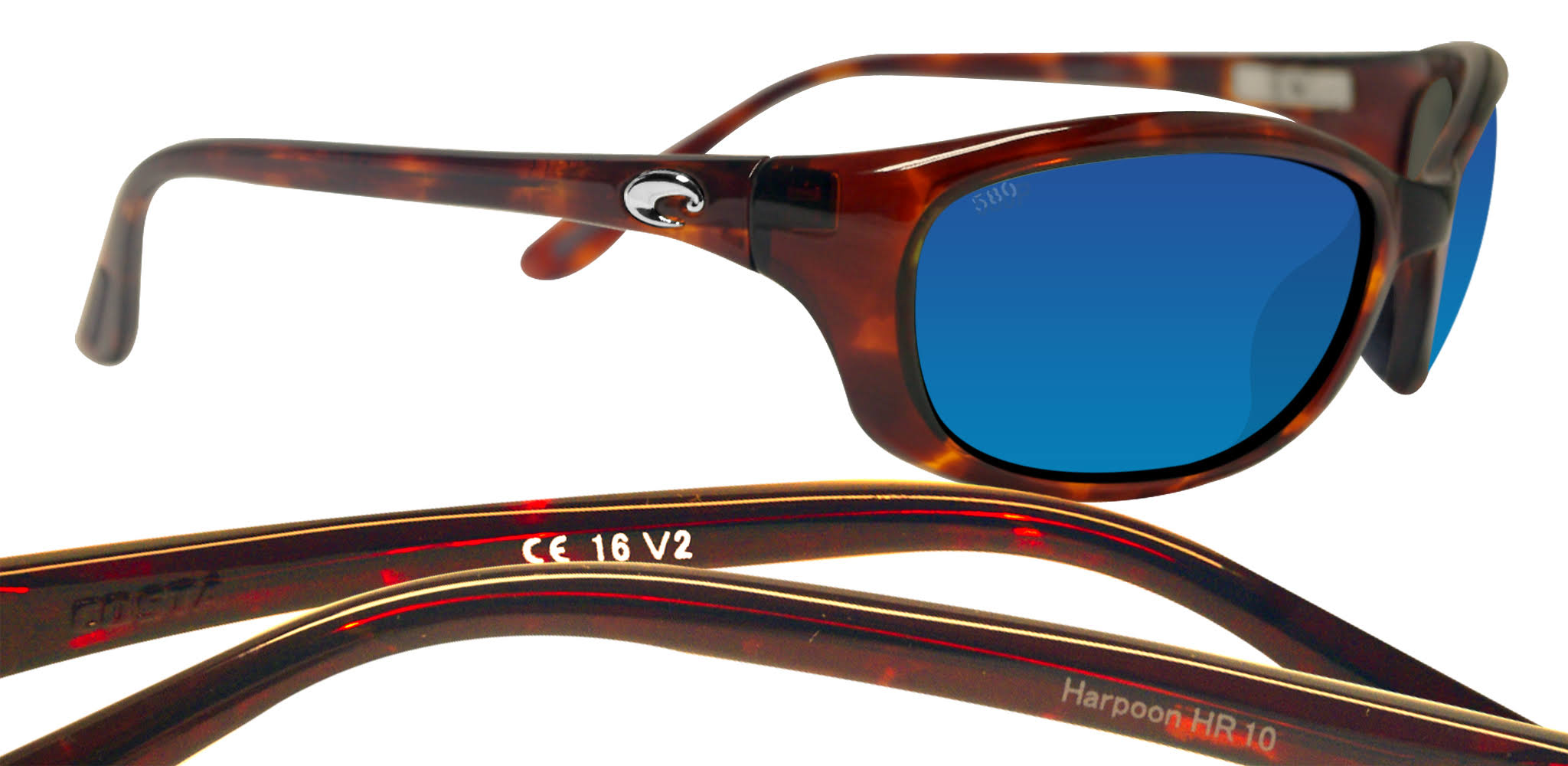 Costa Del Mar Harpoon Tortoise / Blue 580G Sunglasses