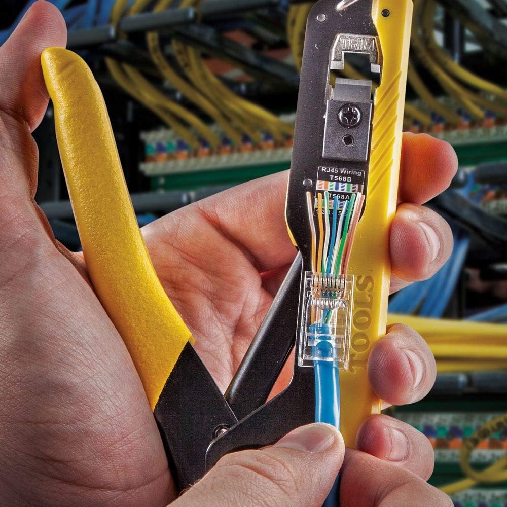 RJ45 Ethernet Cable Tester and Crimper Kit, Pass-Thru Technology, Includes Connectors for Cat5e / CAT6 Data Applications Klein Tools VDV026-813