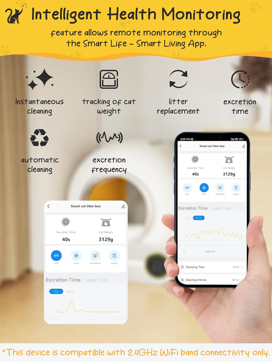 Smart Self-Cleaning Litter Box - 65L+9L Capacity, App Control, and Mess-Free Design for Multiple Cats