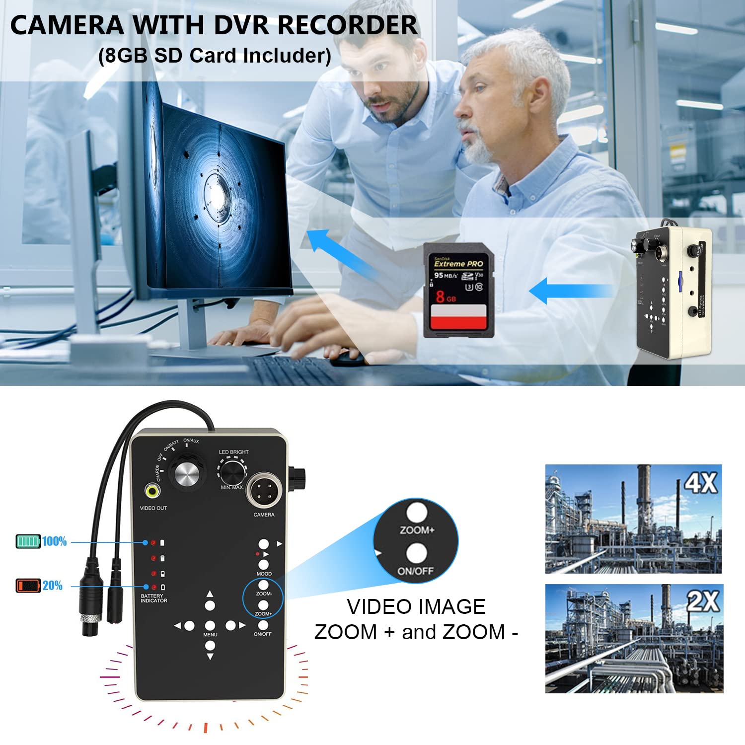 Sewer Camera with Locator, Anysun 100ft Inspection Camera with 512Hz Sonde Transmitter and Receiver Plumbing Camera Snake with DVR and 7 LCD Monitor IP68 Waterproof Pipe Inspection Camera(100ft/30m)