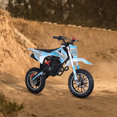 SYX MOTO 58CC Dirt Bike for Kids, Off Road Mini Bike Pit Bike with 4-Stroke Gas Powered Real Motorcycle Engine, Automatic Transmission and Pull Start, Up to 22 Mph, EPA Approved(GREENWHITE)