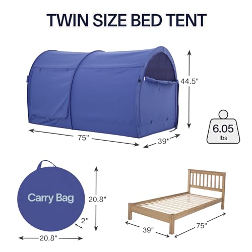 Bed Tent Dream Tents Bed Canopy Shelter Cabin Indoor Privacy Warm Breathable Pop Up Twin Size for Kids and Adult Patent Pending(Mattress Not Included)