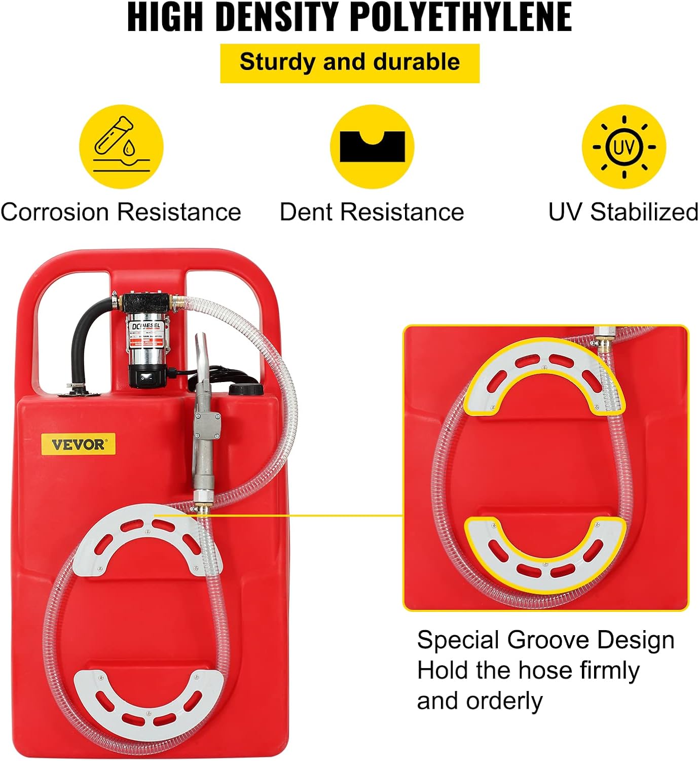 VEVOR Fuel Caddy, 32 Gallon, Portable Fuel Storage Tank On-Wheels, with 12V DC 140 W Transfer Pump (for Diesel Only), Diesel Fuel Container with 13 Ft Hose, Flow Rate 40L/min, for Trucks, Boats