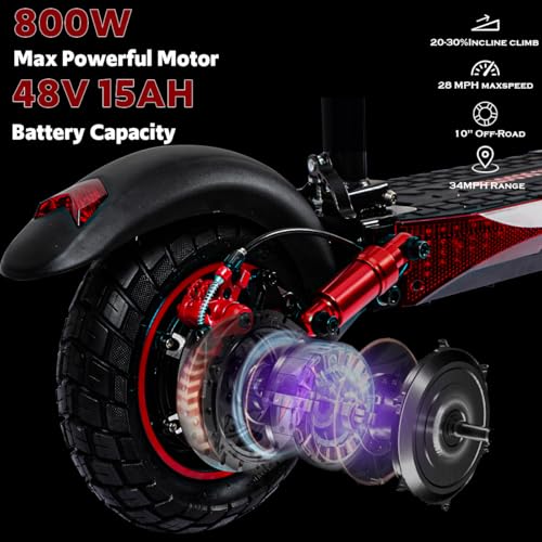 Off Road Electric Scooter Adults, 800/1200W Motor, 48V 15/18/21AH Battery, 11" All-Terrain Tires, Heavy Duty E-Scooter with Dual Suspension with Seat