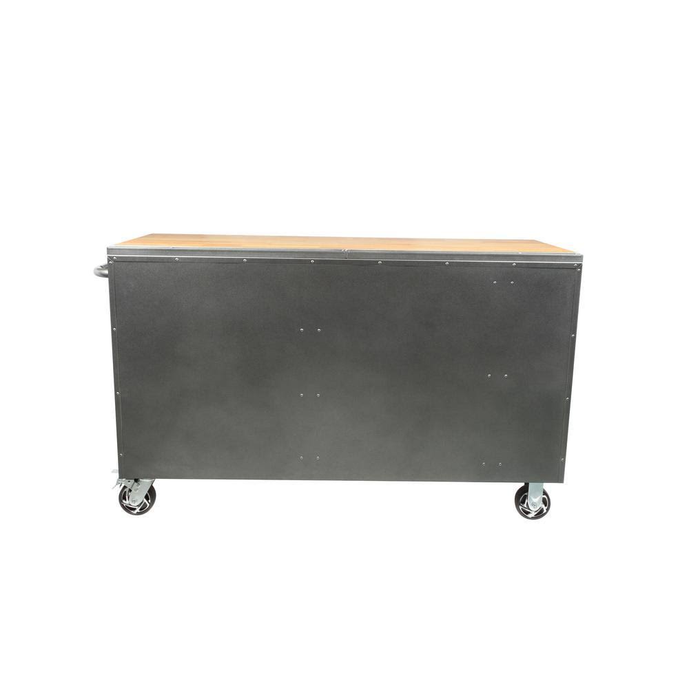 Husky 61 in. W 10-Drawer, Deep Tool Chest Mobile Workbench in Metallic Silver Wi