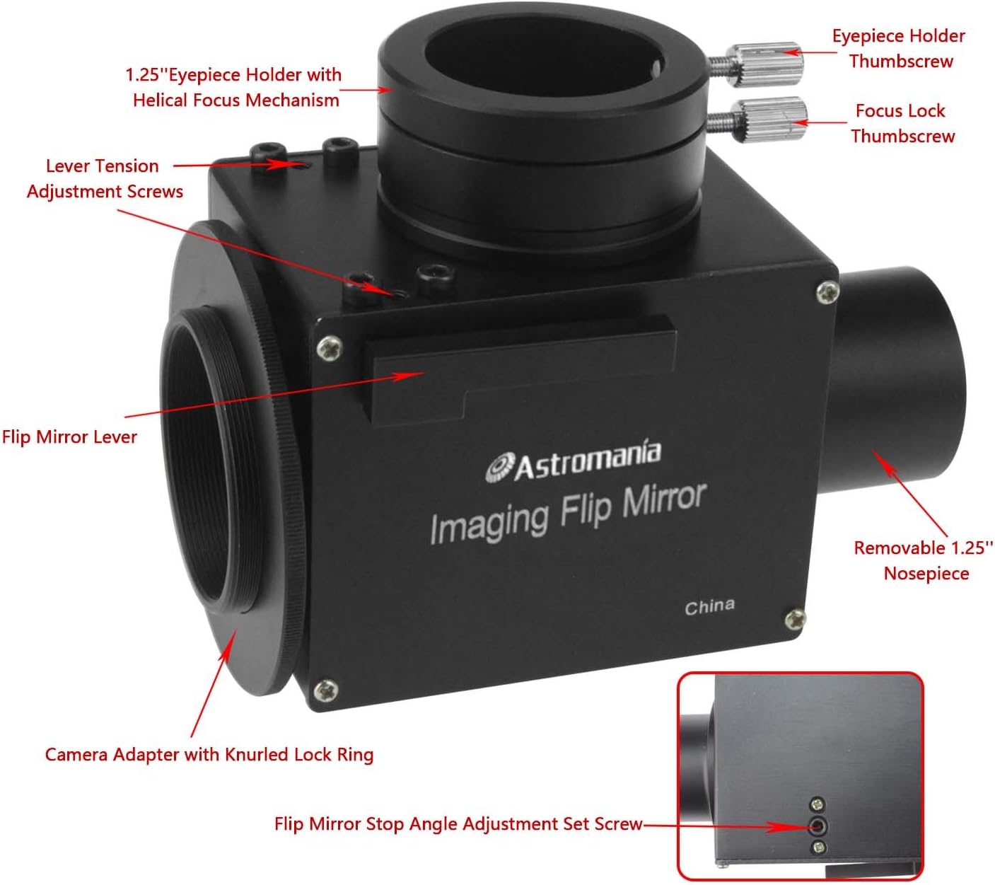 Astromania 1.25" Astrophotography Flip Mirror - The flip Mirror for Precise Focusing
