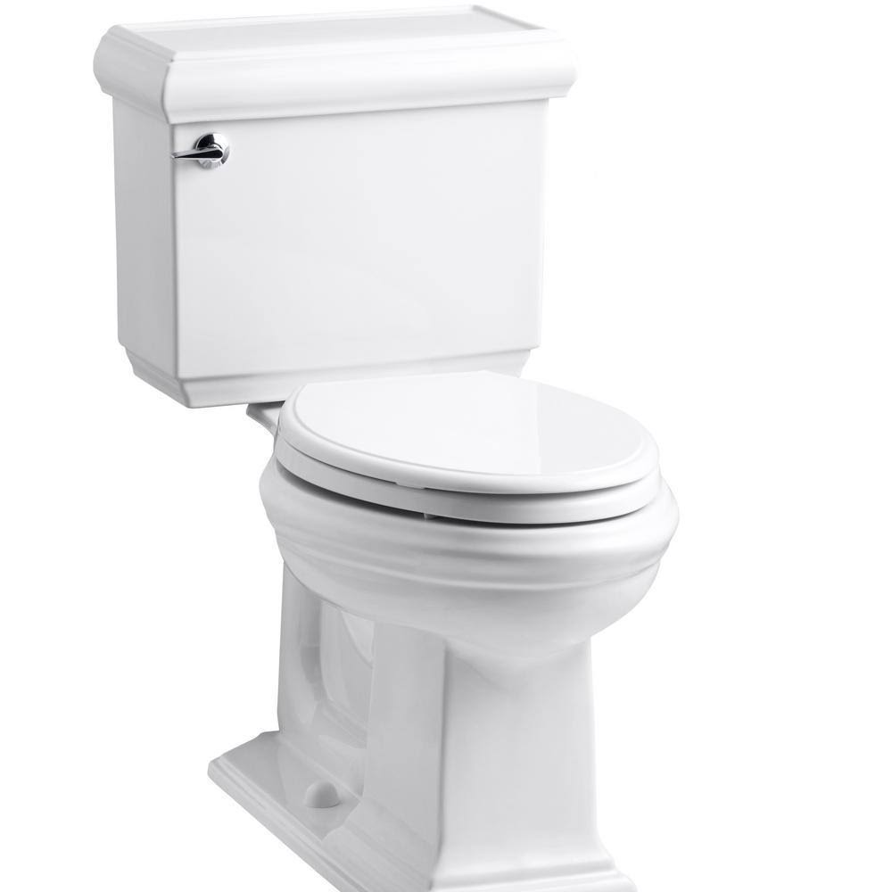 Kohler Memoirs Classic 2-Piece 1.28 GPF Single Flush Elongated Toilet in White with Cachet Q3 Toilet Seat