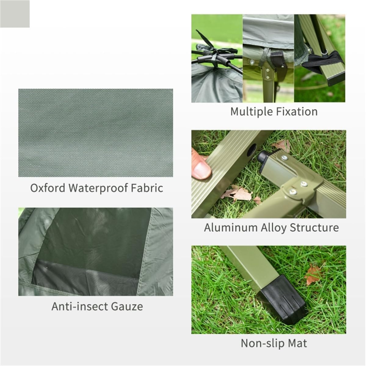 Portable Multifunctional Folding Camping Cots for Adults,Elevated Tent with Sleeping Bag,Thick Air Mattress Pad,Single Sleeping Cot Camping Bed,Hiking Beach