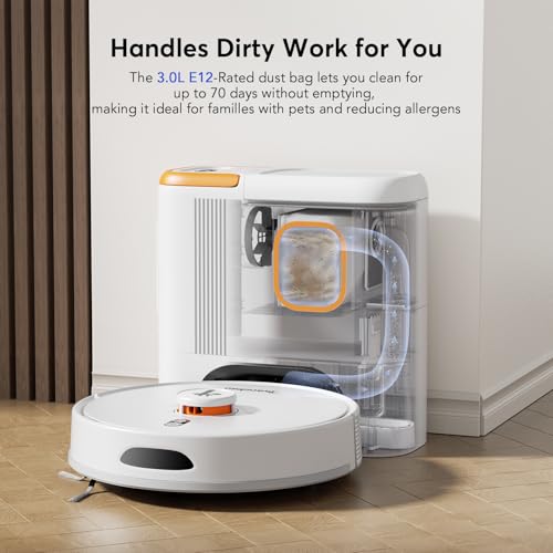 D20S Max+ Robot Vacuum and Mop, 6000Pa Suction for Pet Hair, with Self-Emptying Dock and Pet Grooming Parts, 10 Weeks Hands-Free Cleaning, PreciSense LiDAR Navigation, App & Voice Control