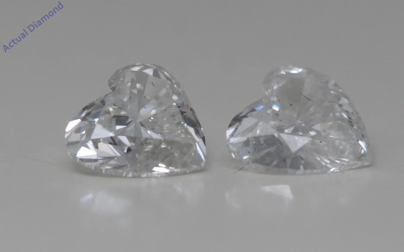 Heart Natural Mined Diamond Stud Earrings 14k White Gold (0.98 Ct,F Color,SI1-SI2 Clarity)