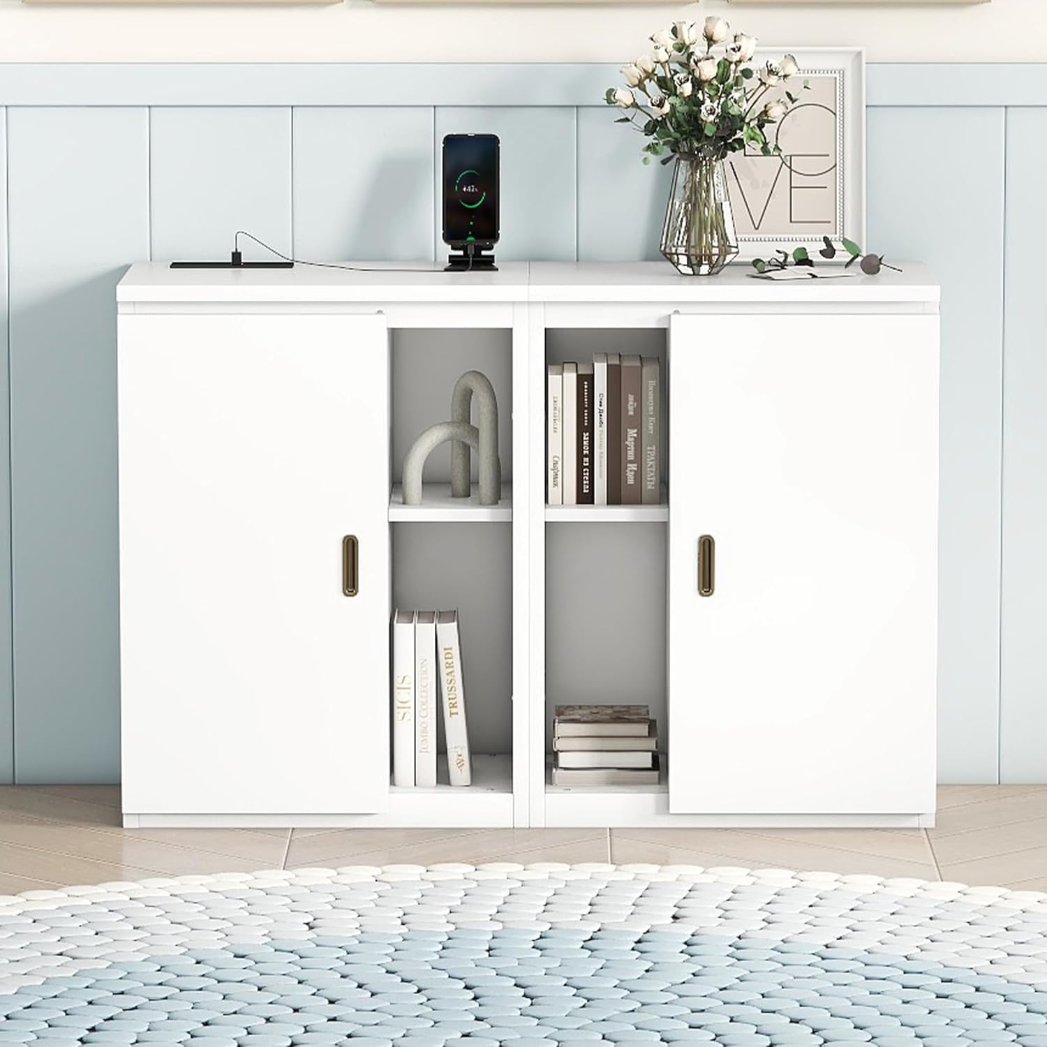 Queen Size Murphy Bed with Shelves and Cabinets,Murphy Wall Bed Queen with USB Ports,Queen Murphy Bed Cabinet for Kids,Boys,Girls,Adults,Bedrooms, Children's Rooms, Space Saving,White