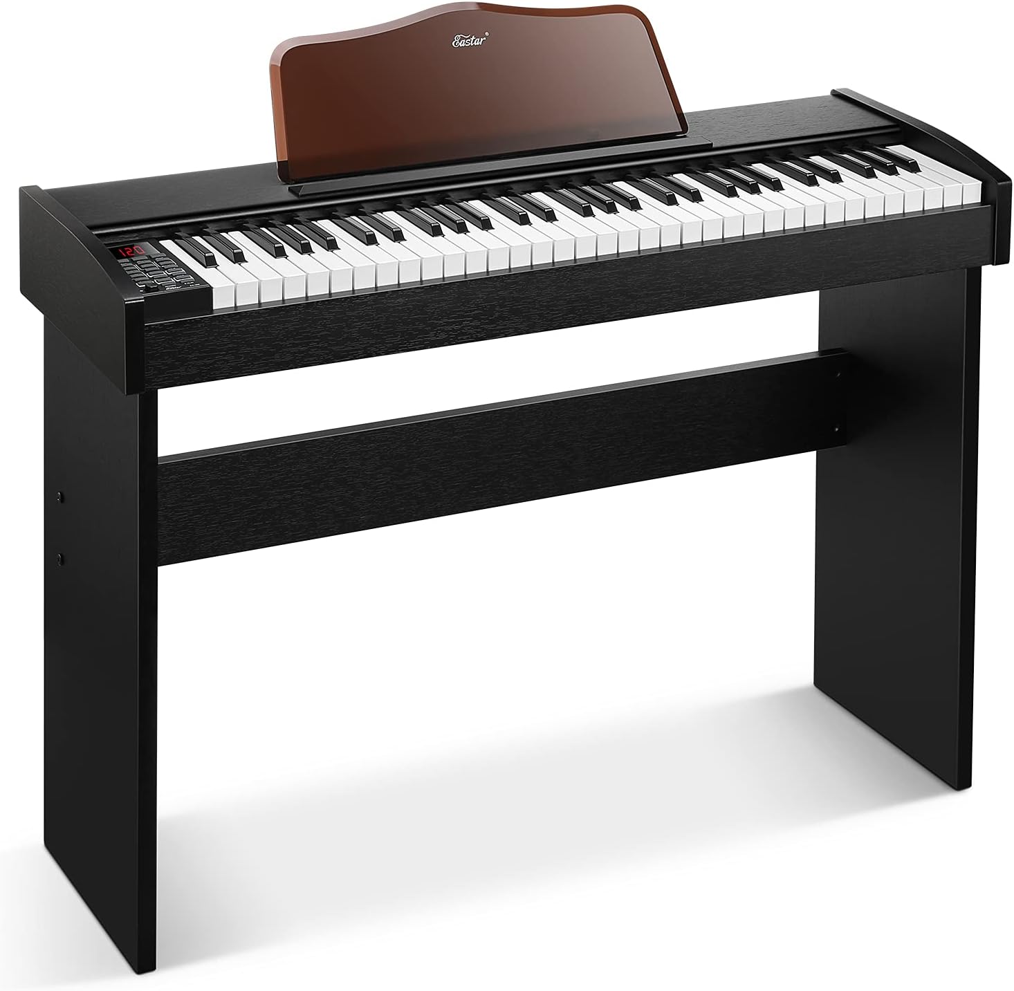 Keyboard Piano, Eastar 61 Key Piano Keyboard for Beginners/Professional, Full Size Electric Piano, Classic Wooden Digital Piano with Sustain Pedal & Music Stand, Supports MP3/USB/Audio/Mic/Headphones