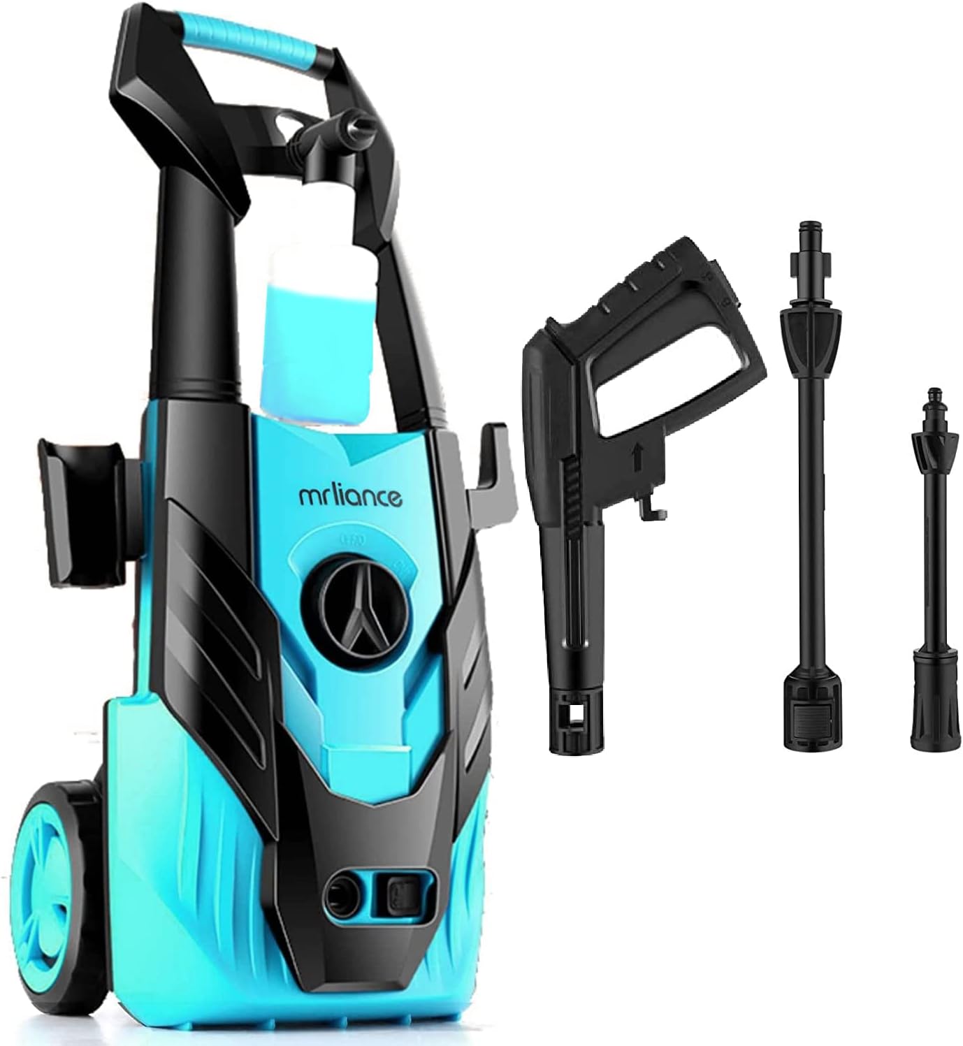 mrliance Electric Pressure Washer 1.59GPM 13-Amp High Power Washers with Adjustable Spray Nozzle Soap Bottle, IPX5 Car Washer Cleaner for Home Driveway Patio, Lake Blue