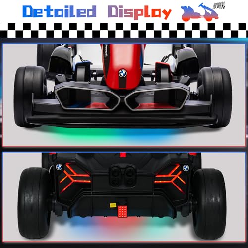 Licensed BMW Electric Go Kart for Kids Ages 6-12, 24V 9AH Drift Kart with Two 200W Motors, LED Lights, Drift Mode& 2 Speed Modes, Adjustable Seat (White)