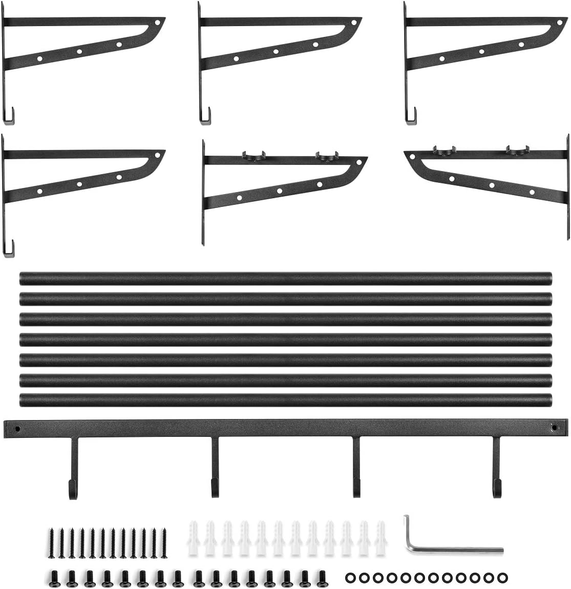 Sunix Garage Sports Equipment Storage, Basketball Rack with 3 Racks, Sports Equipment Organizer Wall Mount Shelf with 4 Hooks for Rackets, Sports Equipment Storage Rack, Basketball Rack Pack of 2