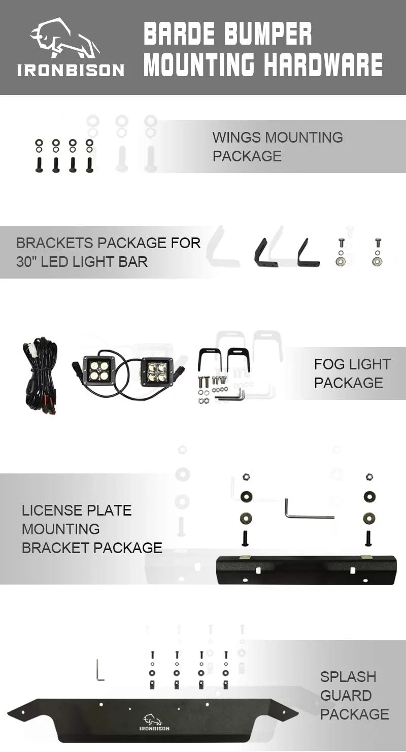 IRONBISON Barde Front Bumper Fit 14-21 Toyota Tundra (Excl.Radar Blind Spot Monitoring Systems) Heavy Pickup Truck Bull Bar Steel Bumper with 2 LED Fog Light Splash Guard Can Add 30” LED Light Bar
