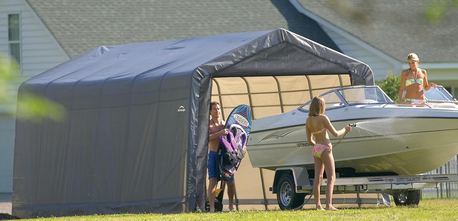 ShelterLogic 74432 Grey 12'x24'x10' Peak Style Shelter
