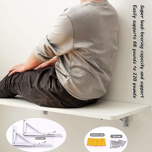 Drop Leaf Wall Desk Wall Mounted Floating Folding Table Wood Wall Mounted Table Stable Sturdy Wall Table Laundry Folding Table Foldable Hanging Workbench Black 27.6" D x 19.7" W