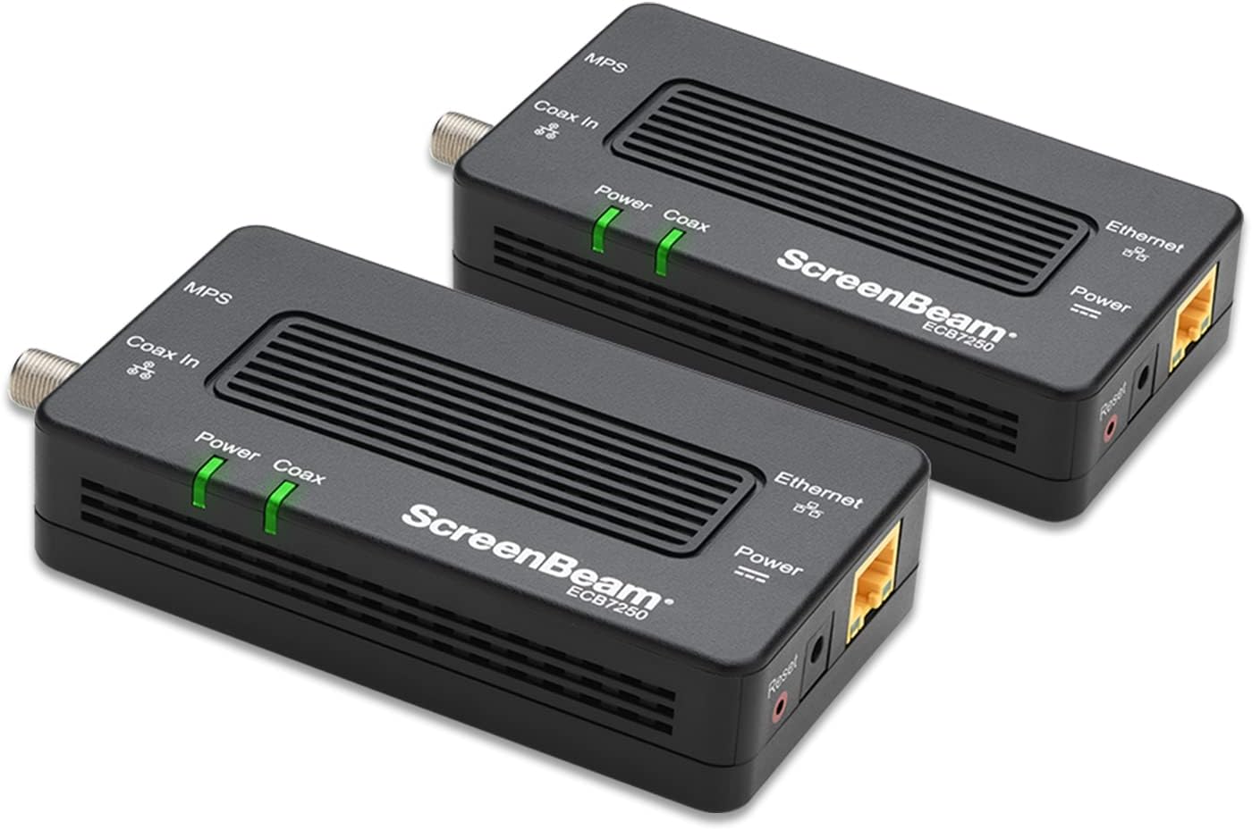 ScreenBeam Bonded MoCA 2.5 Network Adapter True 2.5 Gbps Ethernet Port for Ethernet Over Coax (2 Pack) – Fast Streaming, Gaming, Work/Learn from Home (Model: ECB7250K02)