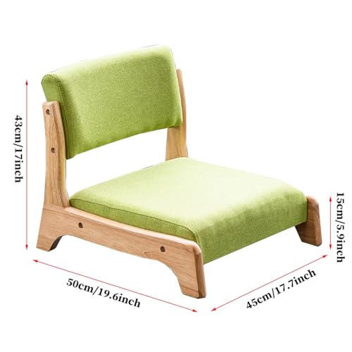 Floor Chair with Back Support, Japanese Floor Chair, Wood Legless Tatami Chair with Cushion, Accent Meditation Floor Seat for Bay Window, Living Room, Bedroom(/Beige A)