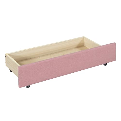 Twin Linen Fabric Upholstered Daybed with Trundle,Space-Saving Trundle Daybed Frame No Box Spring Needed,Modern Twin Size Sofa Bed for Apartment Living Room Bedoom(Beige)