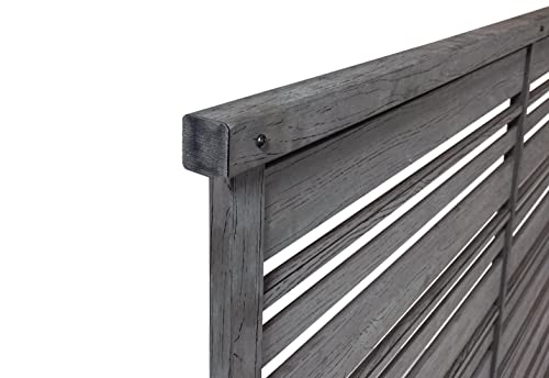 Enclo Privacy Screens EC18015 4 ft H x 5.3 ft W Fresno Outdoor Privacy Fence Screen WoodTek Vinyl No-Dig Kit 2 Panels, Charcoal