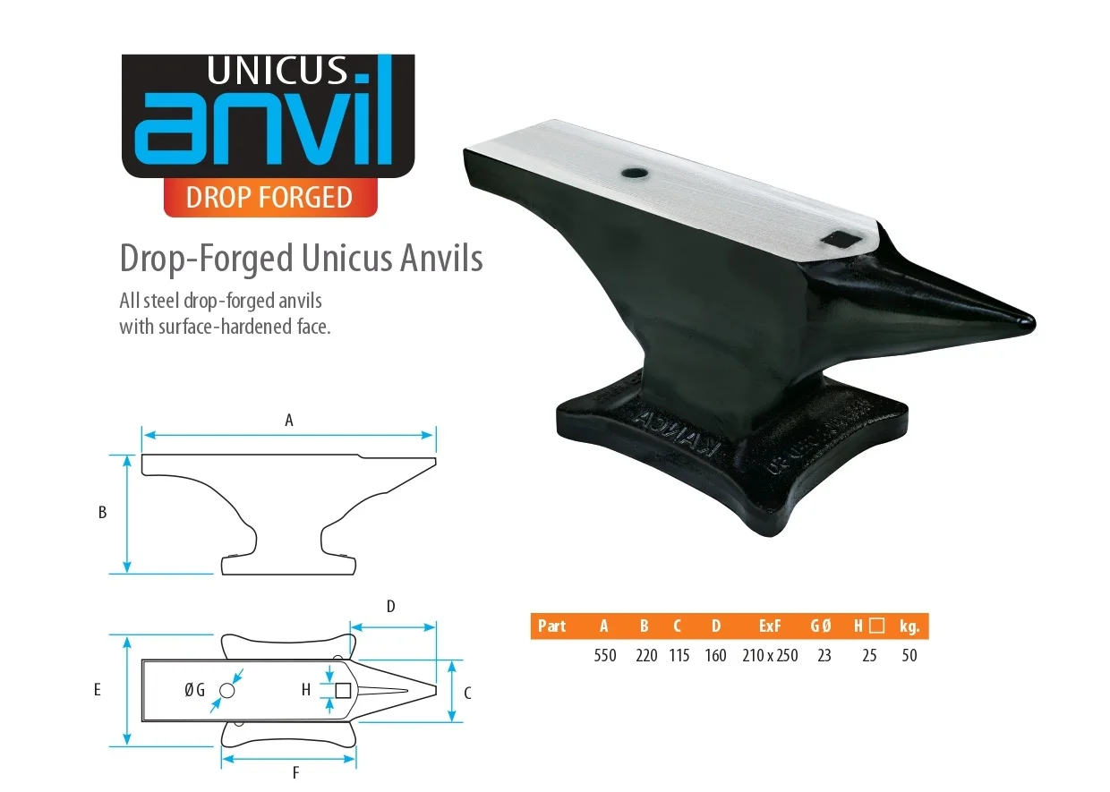 KANCA UNI-50 Drop Forged Blacksmith Anvil 110 Lb Induction Hardened Surface