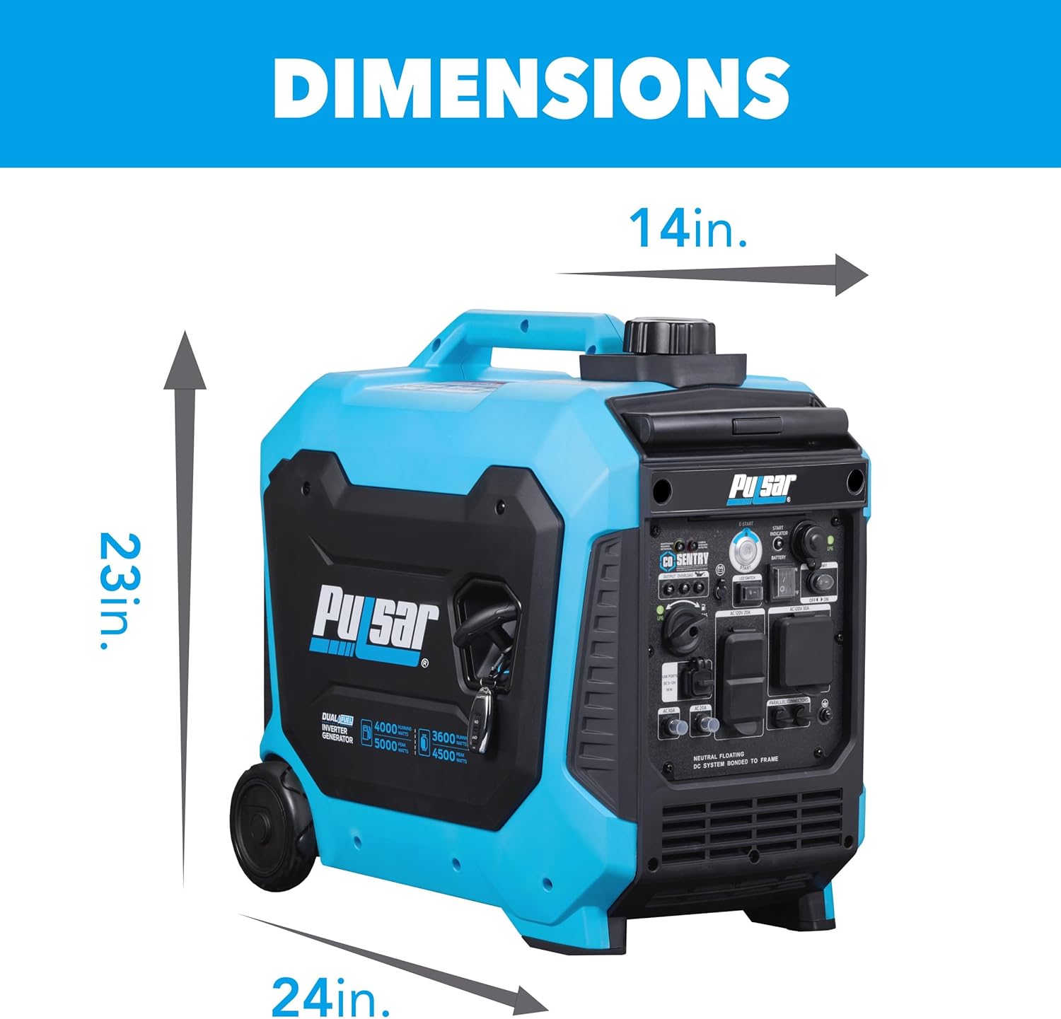 Pulsar PG5000BiSRCO Dual Fuel 30A RV Ready Portable Inverter Generator with Remote Start, CARB Compliant