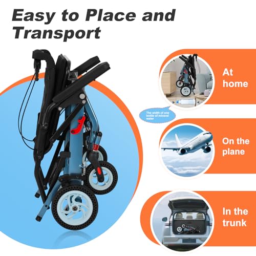 Wheelchairs for Adults, Transport Wheelchair Lightweight Foldable (Only Takes 1S), Ultra Light Wheelchair Equipped with 8IN Honeycomb Tires (Only 20 LBS, Holds 220 LBS)