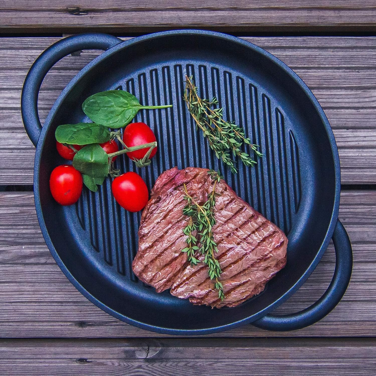 Jean Patrique The Whatever Pan - Cast Aluminium Griddle Pan with Glass Lid | 10.6 Diameter, Induction Compatible, Non-Stick