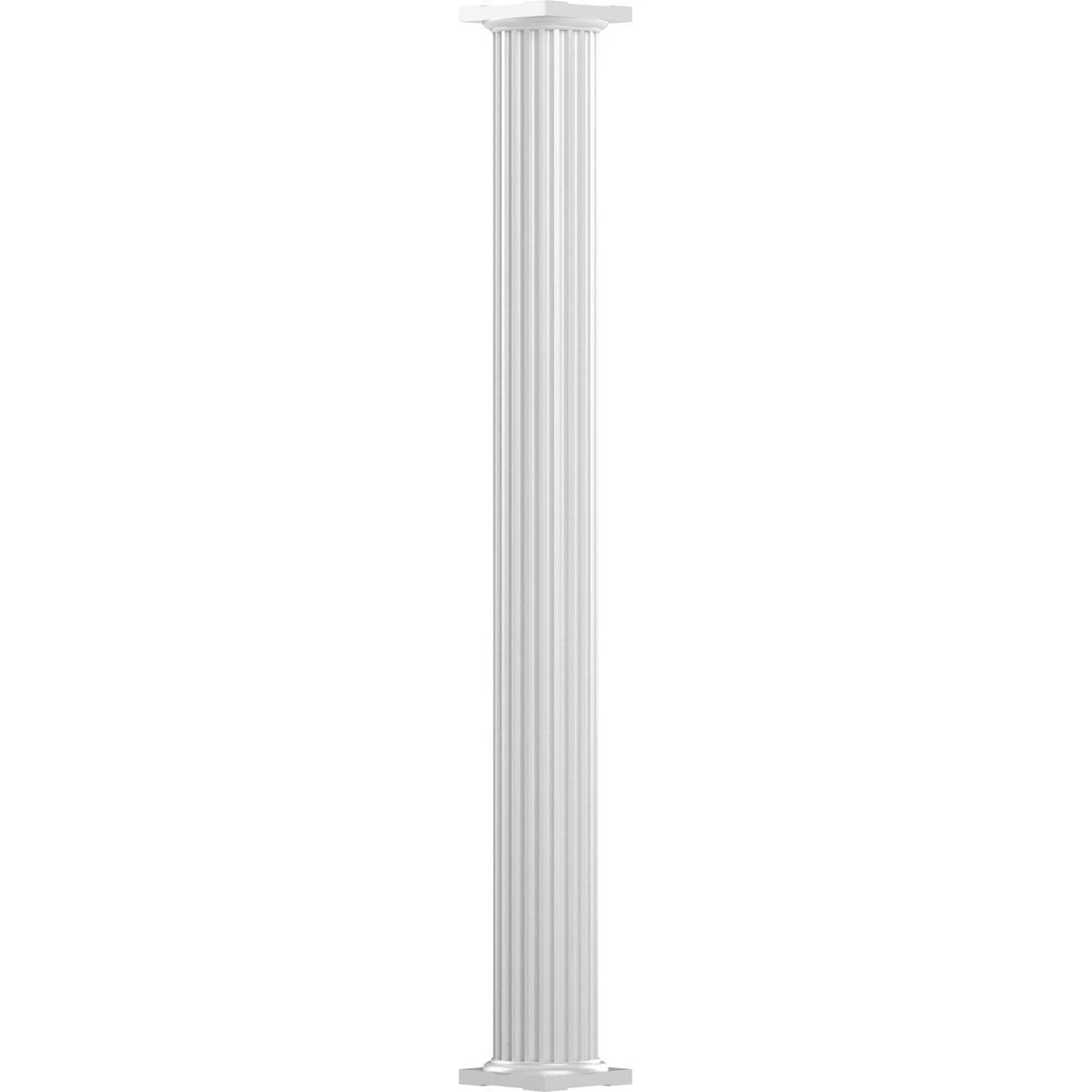 AFCO 10x22 x 8& Endura-Aluminum Column, Round Shaft (FOR Post Wrap Installation), Non-Tapered, Fluted, Gloss White Finish w/ Cap