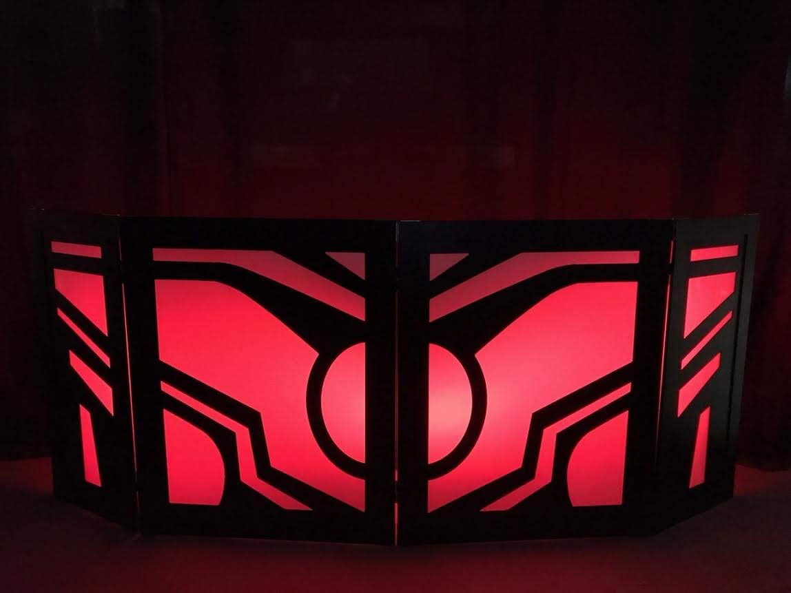 Omni DJ Facade/DJ Booth 4 Panels (2 Lg, 2 Sm) Black Frame with Fabric
