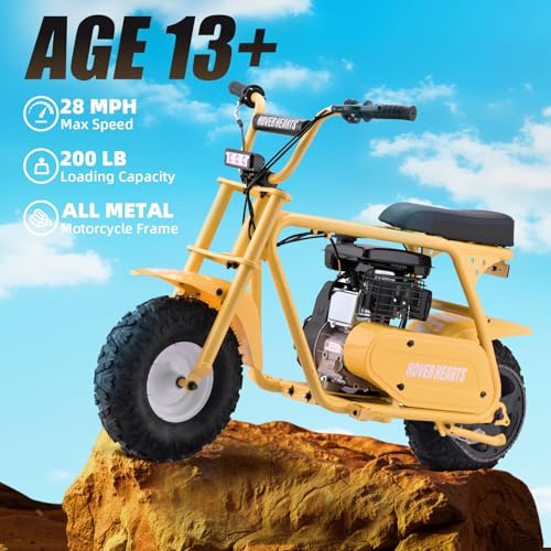 Mini Bike, Gas Dirt Bike, Minibike, Gas Powered Mini Bikes for Adults, 99cc-4 Stroke Pit Bike with Led Light, Min Dirtbike, Motorcycle Max Load 200 Lbs, Max Speed 28 Mph, Age13+