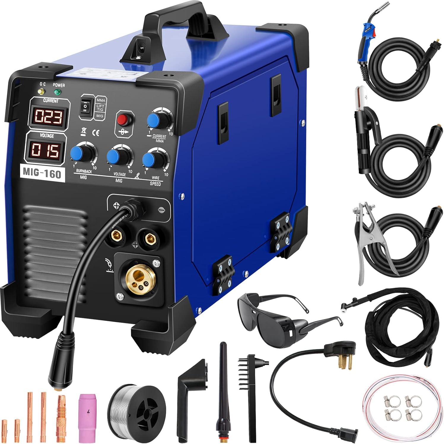 Mophorn MIG Welder, 200 Amp 3 in 1, 220V DC MIG/TIG/Arc Welding Machine, Portable TIG Welder with IGBT Inverter and Digital Display, Lift ARC Welder w/MIG Welder Torch and Cable