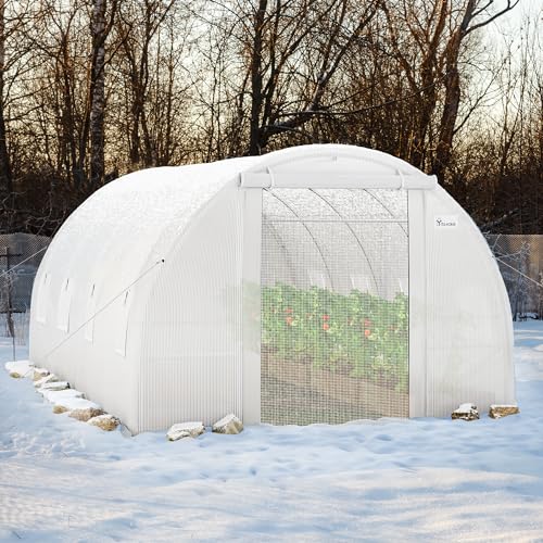 YITAHOME 20x10x6.5ft Greenhouses Large Walk-in Green House Heavy Duty Tunnel Green Houses Outdoor Portable Plant Gardening Upgraded Galvanized Steel Frame Zipper Doors 5 Crossbars Garden, Green