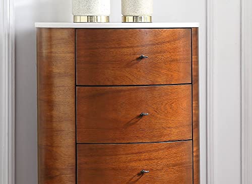 Chest with 5 Storage Drawers, Marble Top and Ball Bearing Glides, LERFAN Modern Style Wood Dressers & Storage Cabinets, 26" X 18" X 52"H