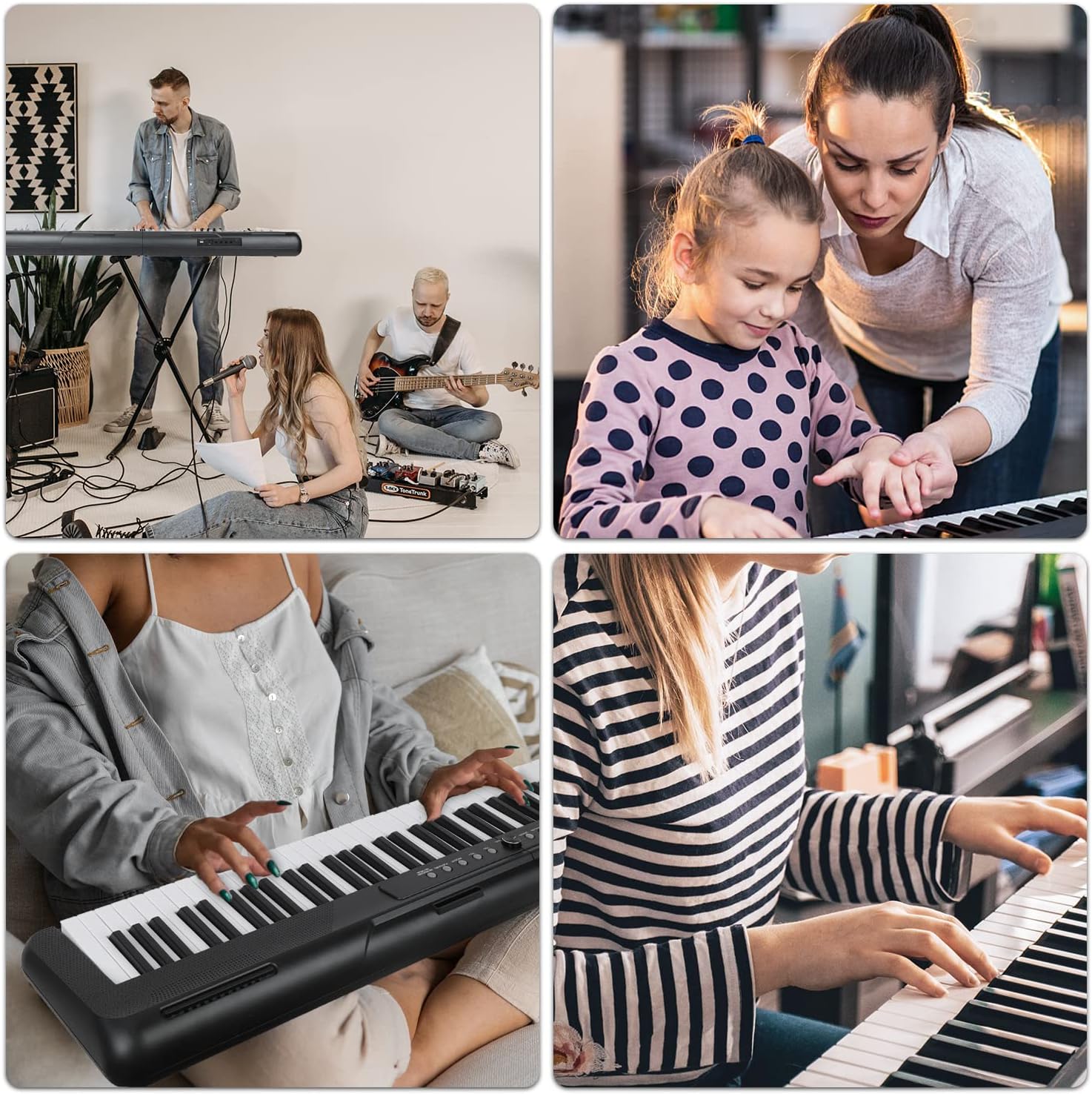 88 Key Piano Keyboard Beginner Electric Digital Piano with Full Size Semi Weighted Keys,Sustain Pedal, Power Supply, Stand, Carrying Case,Headphones