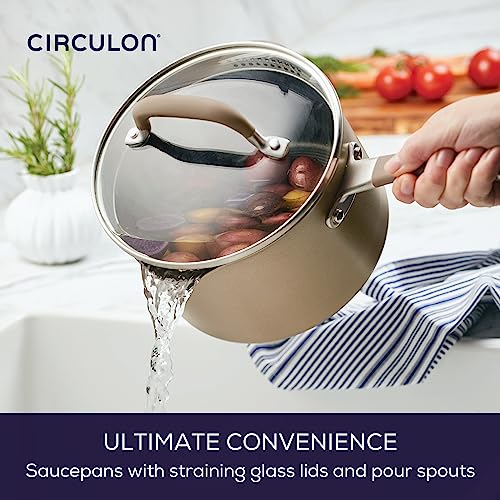 Circulon Premier Professional Hard Anodized Nonstick Cookware Induction Pots and Pans Set, 12 Piece, Bronze
