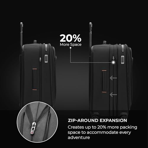 Briggs & Riley Domestic 22" Carry On Expandable Spinner - Luggage for Travel, Suitcases with Wheels, Softside Rolling Bag for Men & Women, Self-Repairing Zipper - ZDX Collection, Black