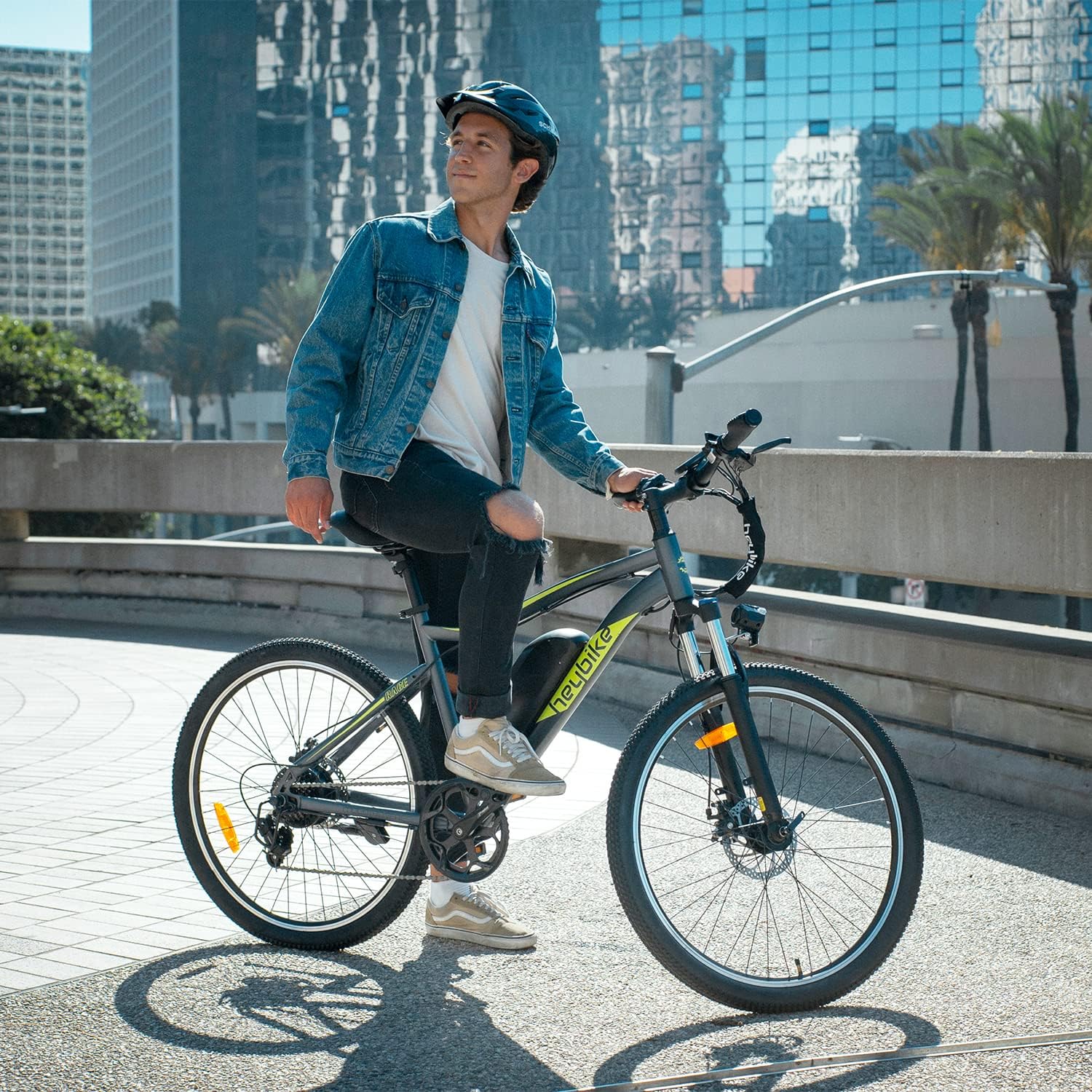 Heybike Race Electric Bike Light Weight 26" Commuter Electric Mountain Bike with 40 Miles Long Range, 350W Brushless Motor, Shimano 7-Speed and Front Fork Suspension, Urban Electric Bicycle for Adults