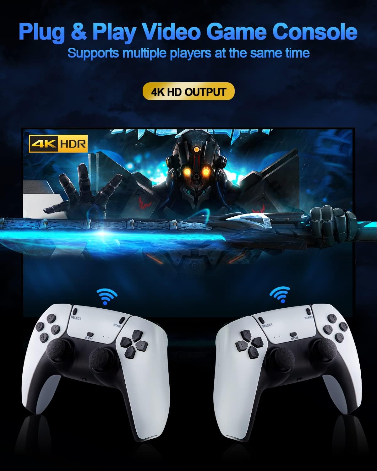 U9 Retro Game Console, Plug and Play Video Games Built-in 12000+ Classic Game 4K Ultra HD Game Stick with 2.4G Wireless Joystick Controller Supports 20+ Emulators