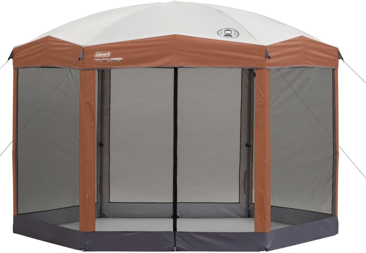Coleman Back Home Screen Canopy Tent with Instant Setup, Outdoor Gazebo & Camping Tent | 6 Person Cabin Tent with Instant Setup, Brown/Black