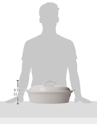 Le Creuset Stoneware Heritage Covered Oval Casserole, 4 qt. (14"), White